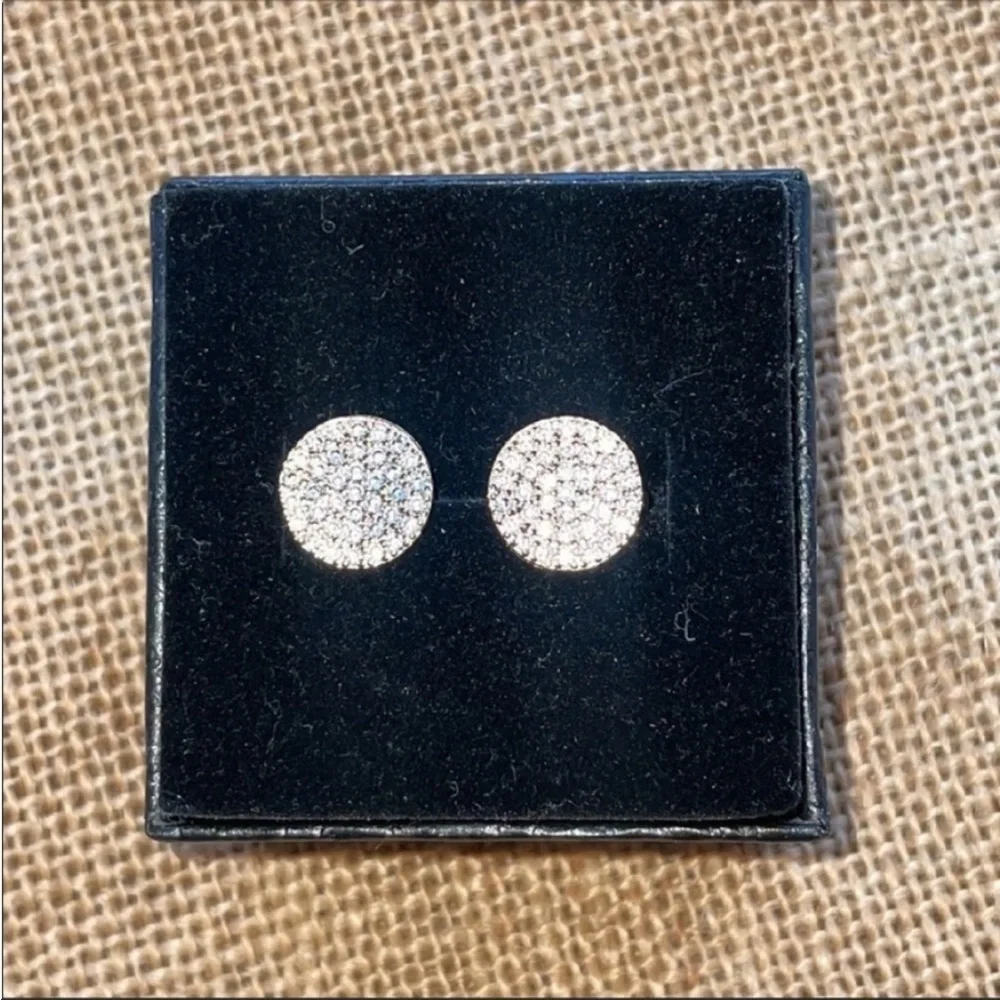 Full Paved Shiny Natural Zircon Stud Earrings 585 Gold Bride Wedding Earrings